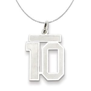 Sterling Silver, Jersey Collection, Medium Number 10 Necklace - 20 In